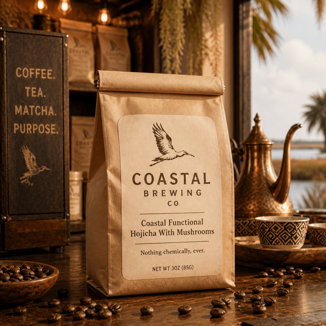 Coastal Functional Hojicha With Mushrooms